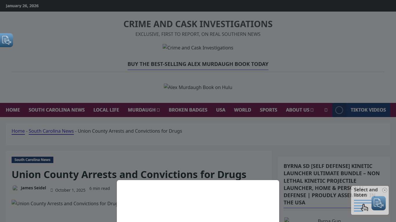 Union County Arrests and Convictions for Drugs Crime and Cask Investigations